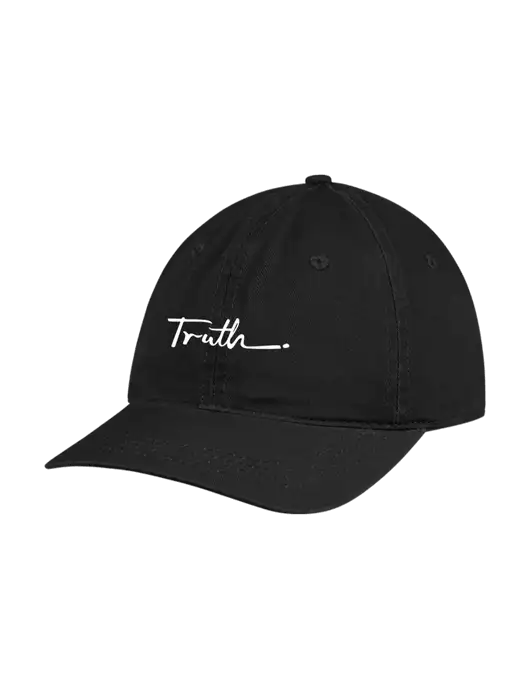Garment Washed Unstructured Twill Black Cap w/Truth Logo