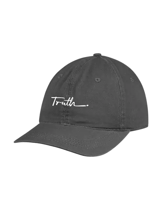 Garment Washed Unstructured Twill Charcoal Cap w/Truth Logo
