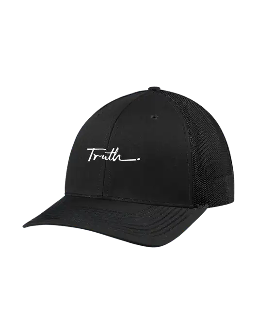Richardson Adjustable Snapback Original 112 Trucker Cap Black w/Black Mesh w/Truth Logo