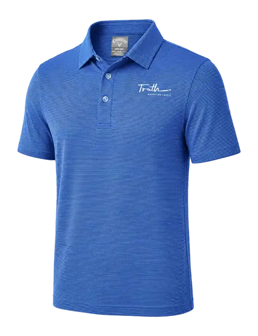 Callaway Royal Blue Fine Line Stripe Polo w/Truth Logo