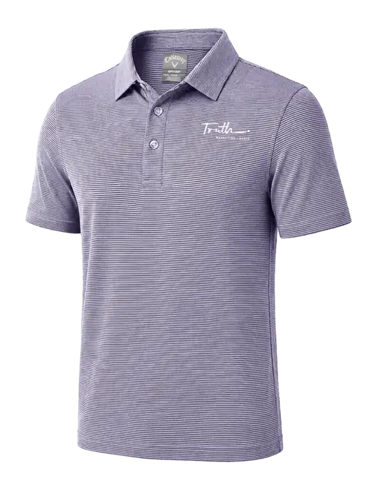 Callaway Navy Fine Line Stripe Polo w/Truth Logo