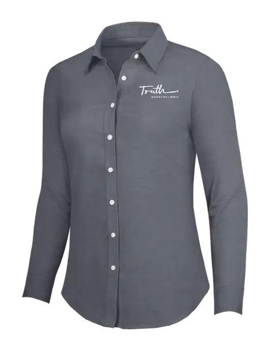 Dark Grey Womens SuperPro Oxford Shirt w/Truth Logo