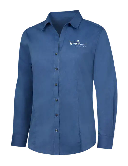 Light Navy Womens Crosshatch Easy Care Shirt w/Truth Logo