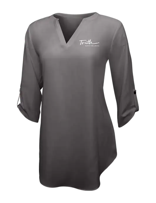 Dark Grey Womens 3/4 Sleeve Tunic Blouse w/Truth Logo