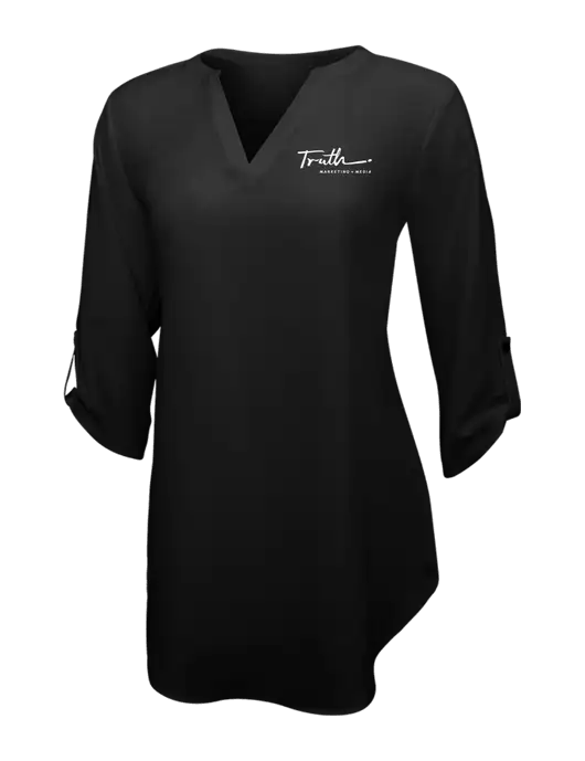 Womens Black 3/4 Sleeve Tunic Blouse w/Truth Logo