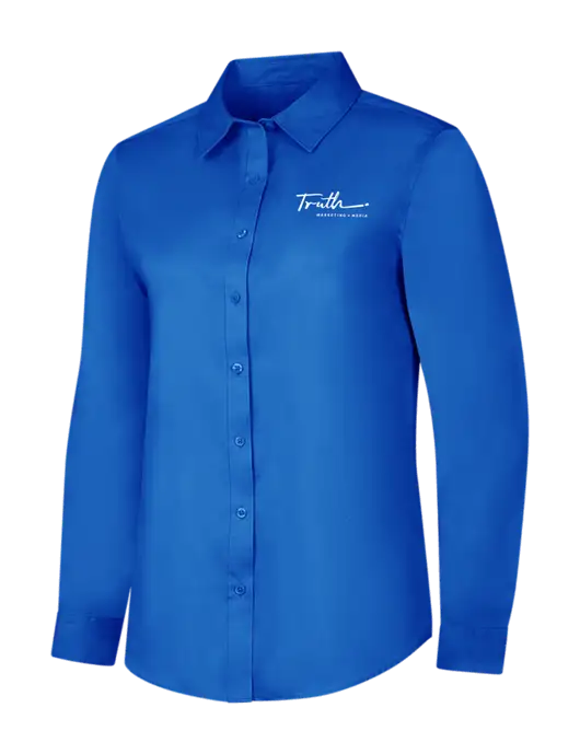 Womens Long Sleeve Royal Blue Superpro React Twill Shirt w/Truth Logo