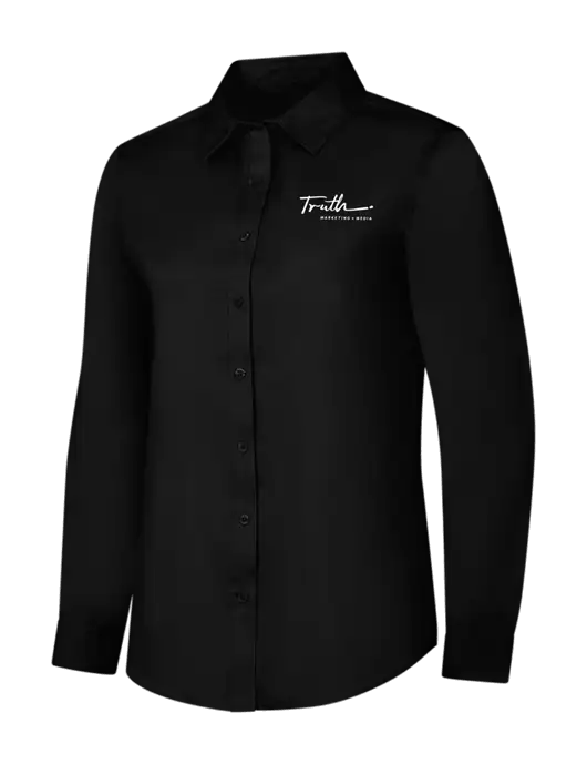 Womens Black Long Sleeve Superpro React Twill Shirt w/Truth Logo