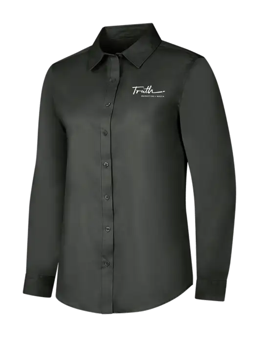 Dark Grey Womens Long Sleeve Superpro React Twill Shirt w/Truth Logo