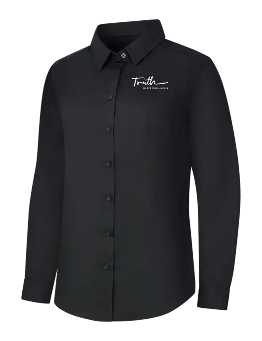 Womens Black Long Sleeve Carefree Poplin Shirt w/Truth Logo