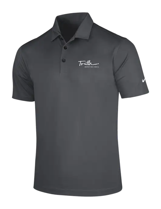 NIKE Dark Grey Dri-Fit Vertical Mesh Polo w/Truth Logo