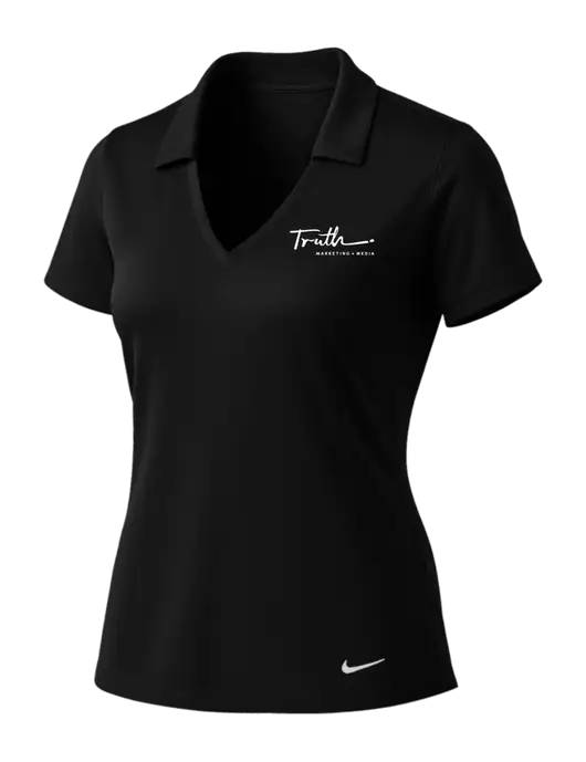 NIKE Black Womens Dri-Fit Vertical Mesh Polo w/Truth Logo
