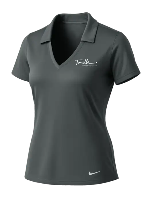NIKE Dark Grey Womens Dri-Fit Vertical Mesh Polo w/Truth Logo