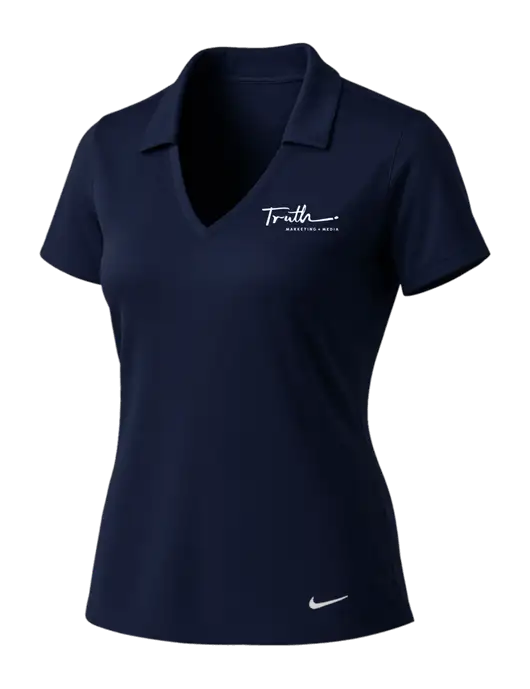NIKE Dark Navy Womens Dri-Fit Vertical Mesh Polo w/Truth Logo