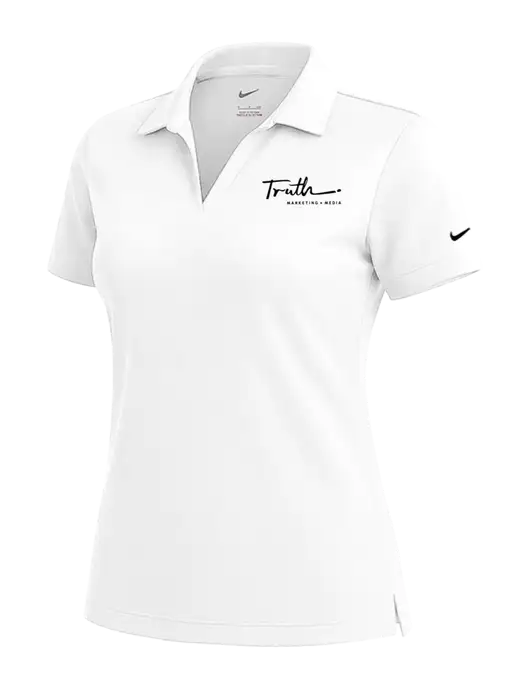 NIKE White Womens Dri-Fit Micro Pique Polo w/Truth Logo