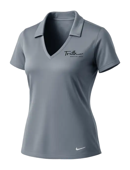 NIKE Medium Grey Womens Dri-Fit Vertical Mesh Polo w/Truth Logo