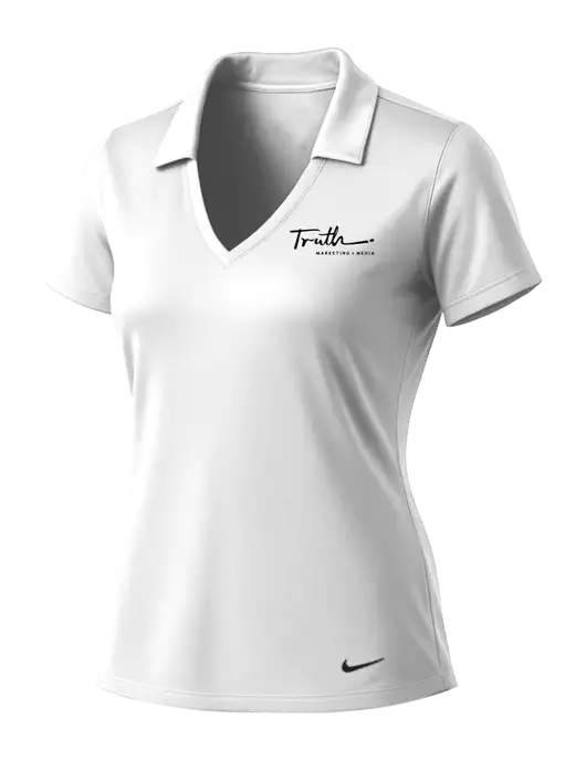NIKE White Womens Dri-Fit Vertical Mesh Polo w/Truth Logo