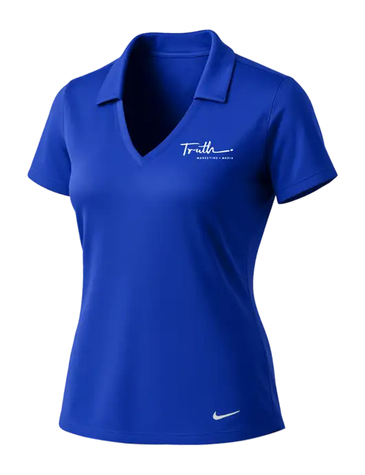 NIKE Dark Royal Womens Dri-Fit Vertical Mesh Polo w/Truth Logo