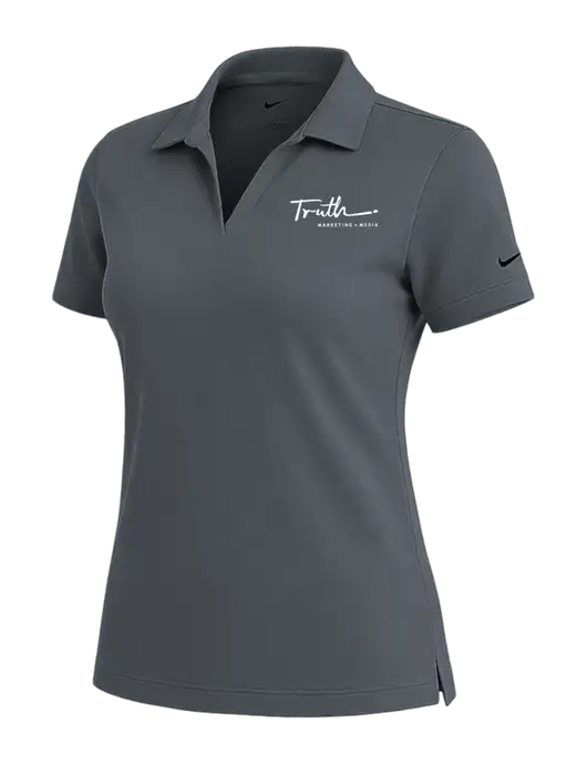 NIKE Dark Grey Womens Dri-Fit Micro Pique Polo w/Truth Logo