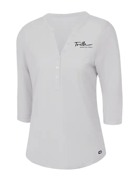 OGIO Bright White Jewel Henley w/Truth Logo