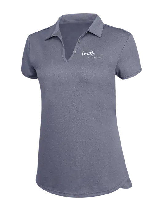 True Navy Womens Trace Heather Polo w/Truth Logo