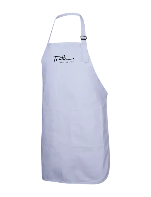 Full-Length White Apron With Pockets w/Truth Logo