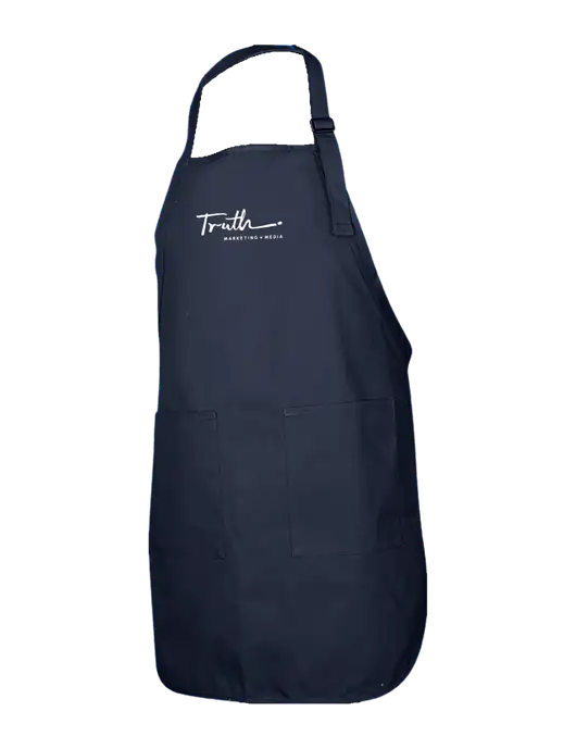 Full-Length Navy Apron With Pockets w/Truth Logo