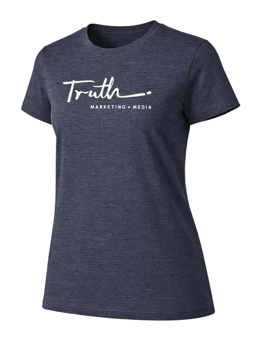 Womens Ring Spun Heather Navy 4.5 oz T-Shirt w/Truth Logo