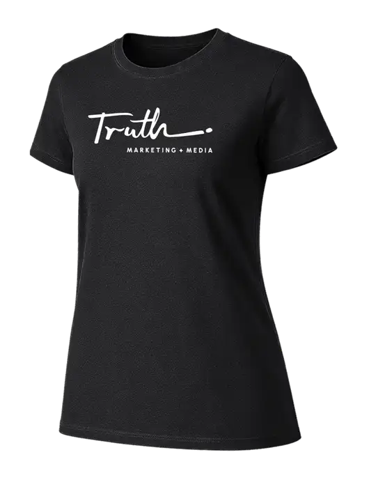 Womens Ring Spun Jet Black 4.5 oz T-Shirt w/Truth Logo
