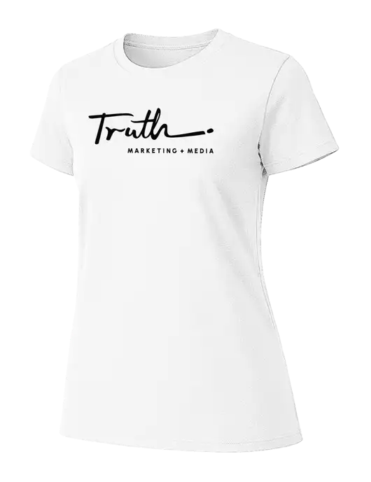 Womens Ring Spun White 4.5 oz T-Shirt w/Truth Logo