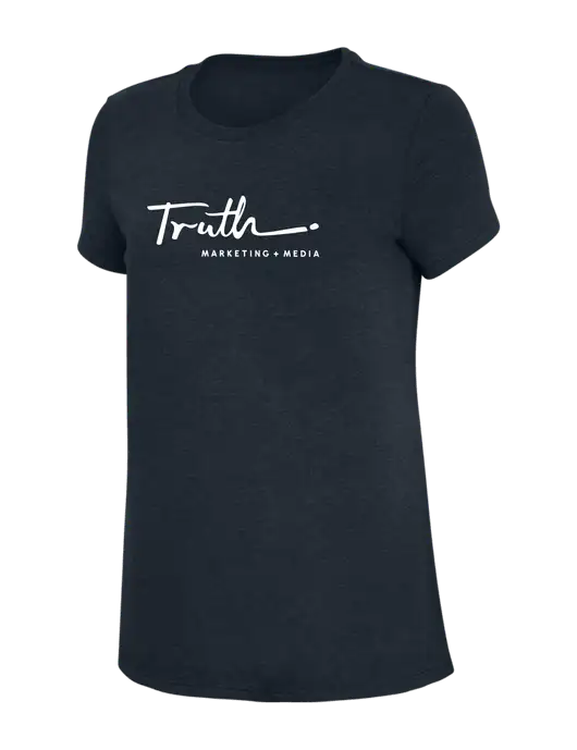 Womens Simply Soft Navy 4.5oz Poly/Combed Ring Spun Cotton T-Shirt w/Truth Logo