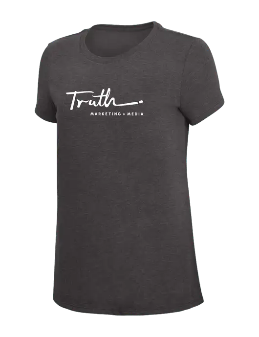 Womens Simply Soft Heather Charcoal 4.5oz  Poly/Combed Ring Spun Cotton T-Shirt w/Truth Logo