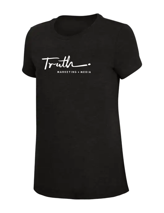 Womens Simply Soft Black 4.5oz Poly/Combed Ring Spun Cotton T-Shirt w/Truth Logo