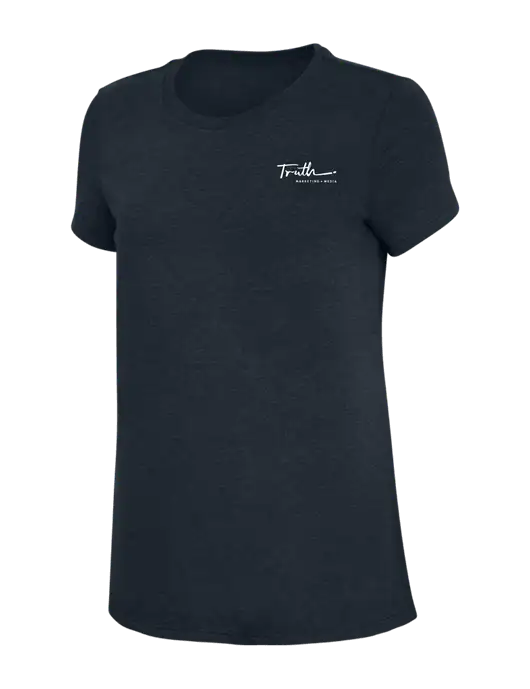 Womens Simply Soft Navy 4.5oz Poly/Combed Ring Spun Cotton T-Shirt w/Truth Logo