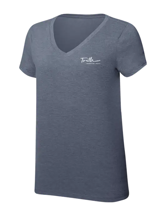 Womens Simply Soft V-Neck Navy Frost 4.5oz  Poly/Combed Ring Spun Cotton T-Shirt w/Truth Logo
