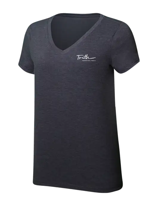 Womens Simply Soft V-Neck Heather Charcoal 4.5oz  Poly/Combed Ring Spun Cotton T-Shirt w/Truth Logo