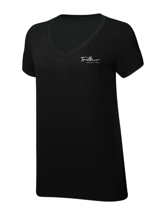 Womens Simply Soft V-Neck Black 4.5oz  Poly/Combed Ring Spun Cotton T-Shirt w/Truth Logo