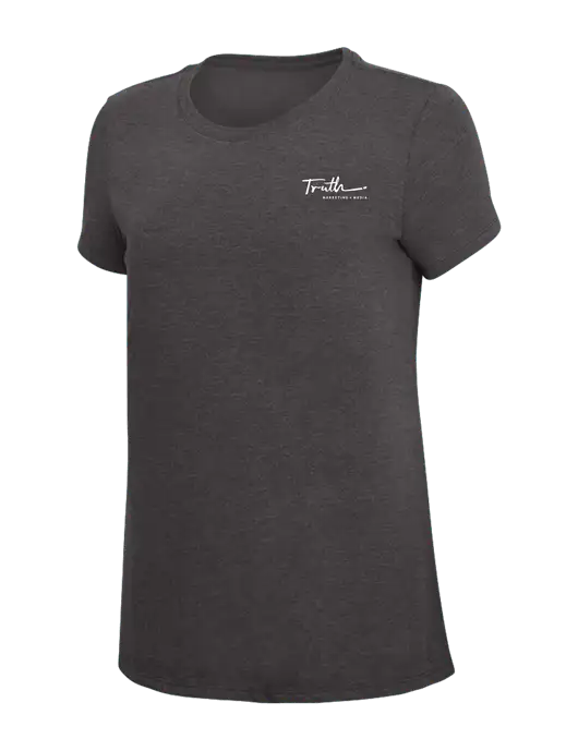 Womens Simply Soft Heather Charcoal 4.5oz  Poly/Combed Ring Spun Cotton T-Shirt w/Truth Logo