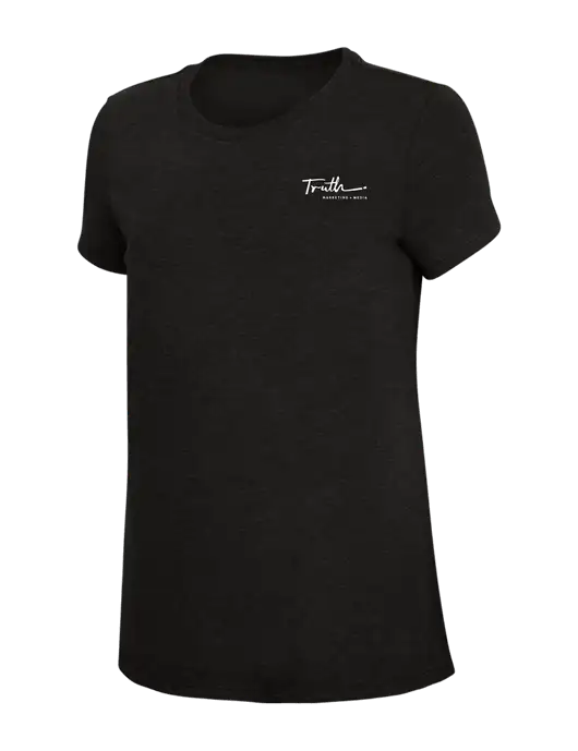 Womens Simply Soft Black 4.5oz Poly/Combed Ring Spun Cotton T-Shirt w/Truth Logo