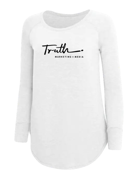 Womens Perfect Wide Collar Tunic Tri-Blend White 4.5 oz T-Shirt w/Truth Logo
