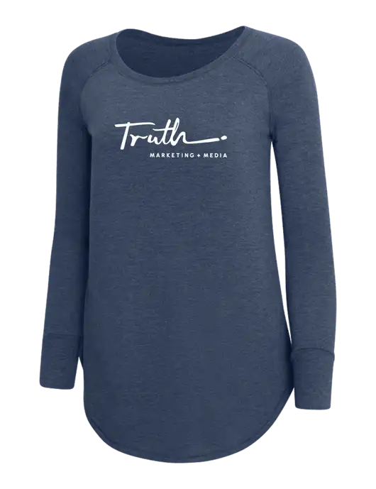 Womens Perfect Wide Collar Tunic Tri-Blend Navy Frost 4.5 oz T-Shirt w/Truth Logo