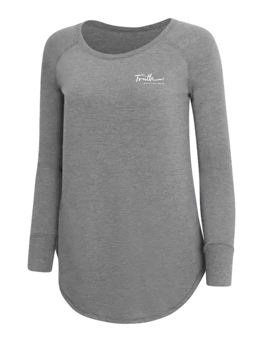 Womens Perfect Wide Collar Tunic Tri-Blend Grey Frost 4.5 oz T-Shirt w/Truth Logo