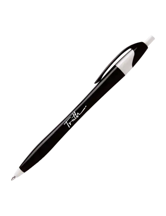 Novella Black/White Executive Pen - Blue Ink w/Truth Logo