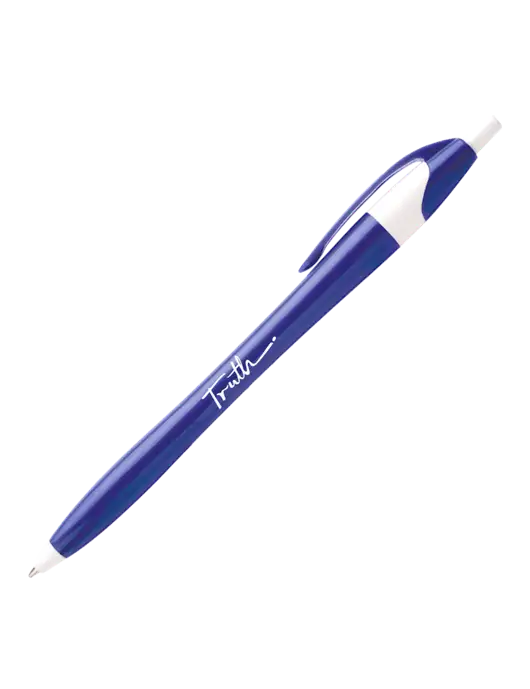Novella Royal/White Executive Pen - Blue Ink w/Truth Logo