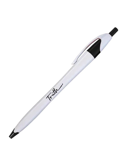 Novella White/Black Classic Pen - Blue Ink w/Truth Logo
