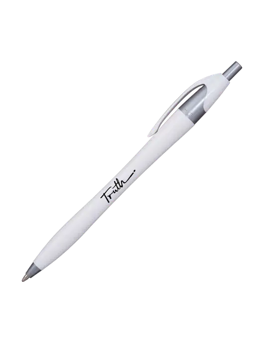 Novella White/Silver Shimmer Pen - Blue Ink w/Truth Logo
