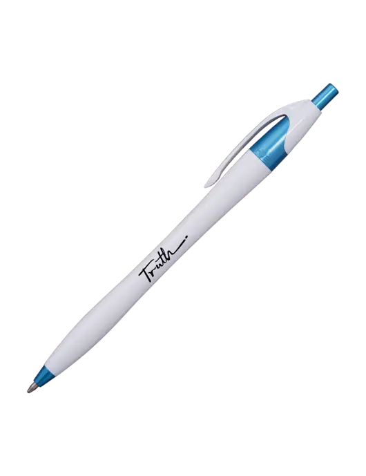 Novella White/Blue Shimmer Pen - Blue Ink w/Truth Logo
