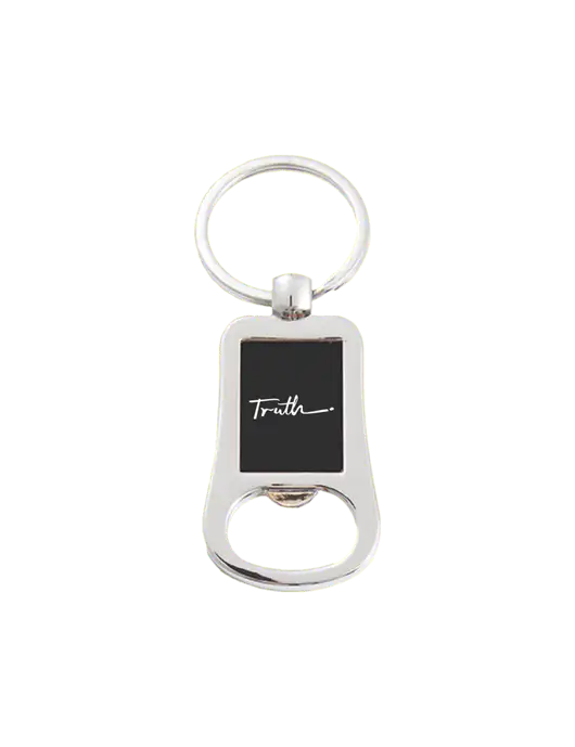 Silver & Black Bottle Opener Keychain w/Truth Logo
