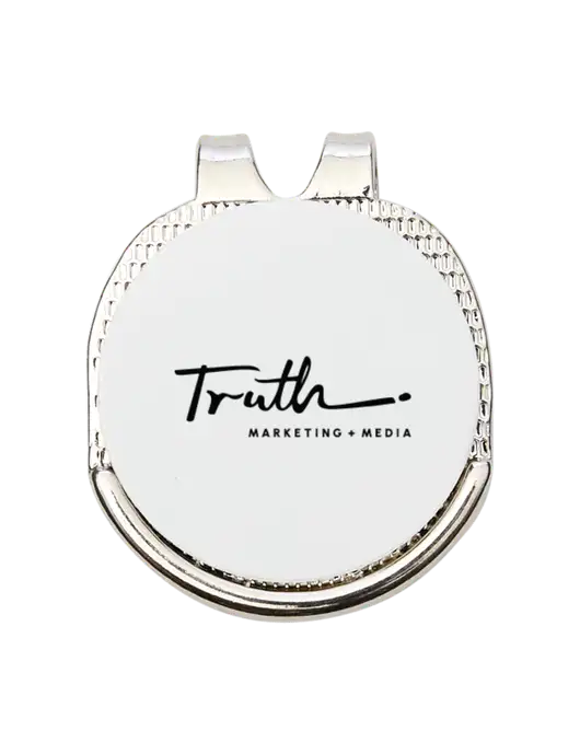 Antique Silver Hat Clip w/Golf Ball Marker w/Truth Logo