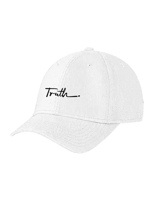 White Structured Soft Snap Closure Hook & Loop Cap w/Truth Logo