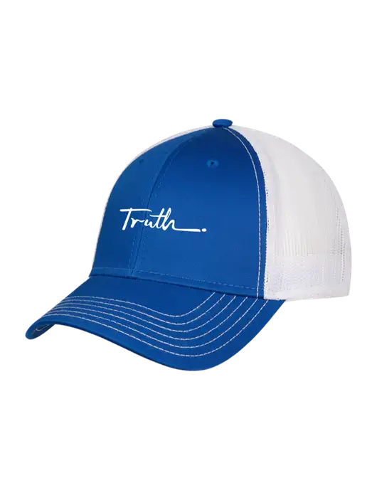 Royal/White Mesh Trucker Cap Snap Back w/Truth Logo